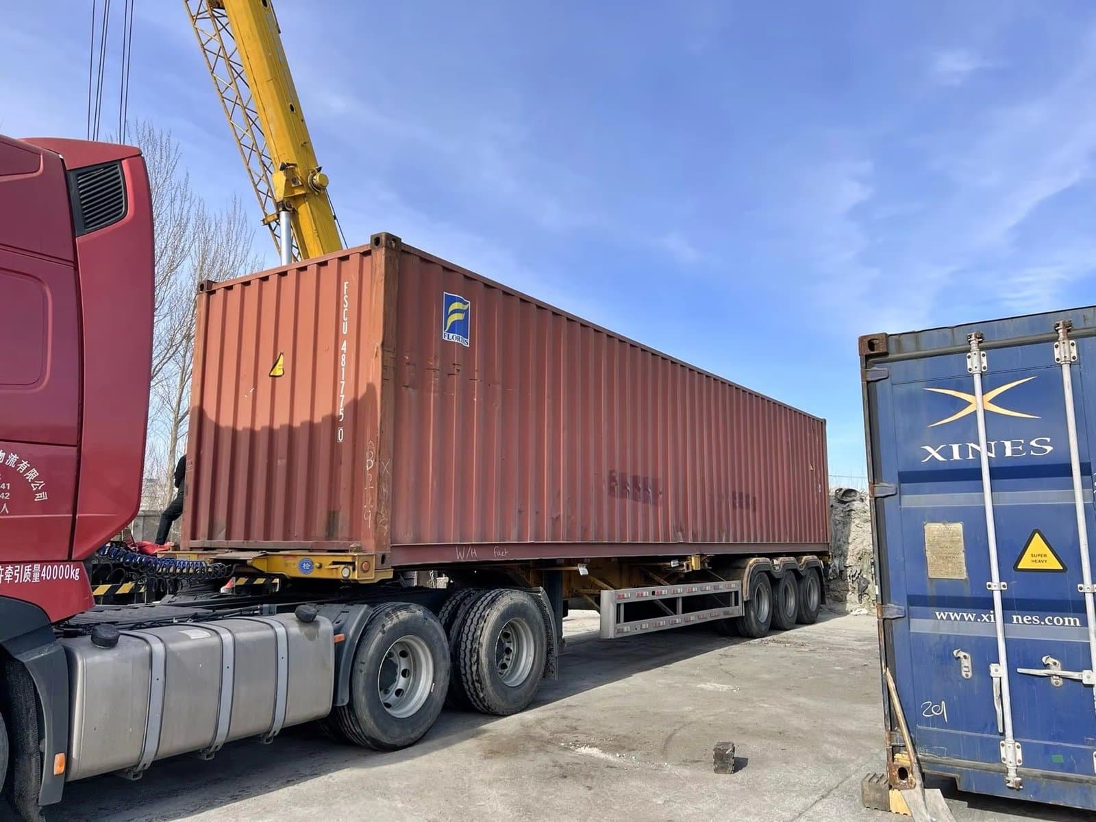 Export containers prepared for logistics coordination